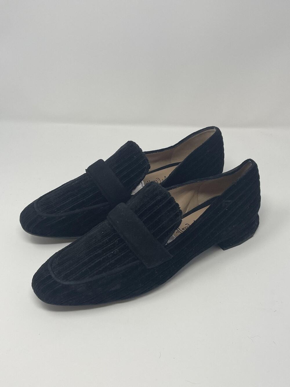 Cristina Millotti Shoes Womens Size 9 Black Corduroy Suede Pleated Loafer Flats